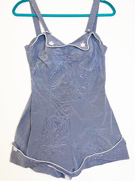 Ceeb Pants - Vintage Ceeb of Miami Blue Romper Jumpsuit Pinup Rockabilly Size 38